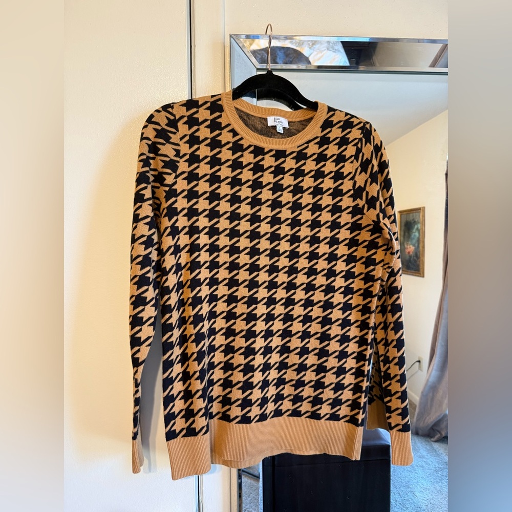 Kim Rogers NWOT Houndstooth Pattern Sweater - Black and Tan
